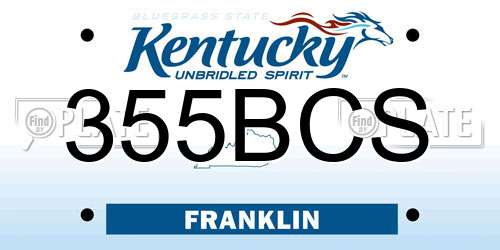 355BCS Kentucky License Plate