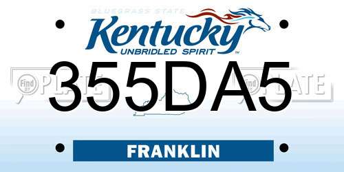 355DA5 Kentucky License Plate
