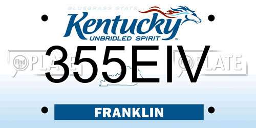 355EIV Kentucky License Plate
