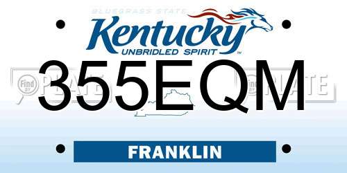 355EQM Kentucky License Plate