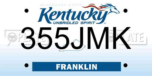 355JMK Kentucky License Plate
