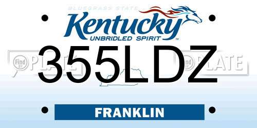 355LDZ Kentucky License Plate