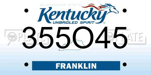 355O45 Kentucky License Plate