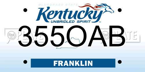 355OAB Kentucky License Plate