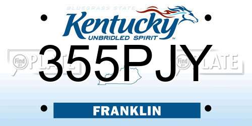 355PJY Kentucky License Plate