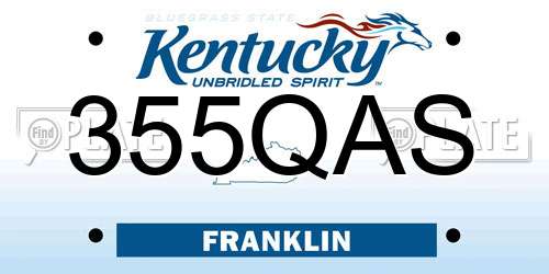 355QAS Kentucky License Plate