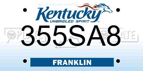 355SA8 Kentucky License Plate