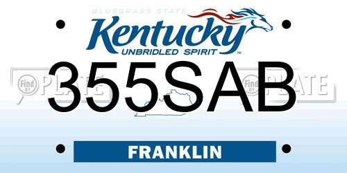 355SAB Kentucky License Plate