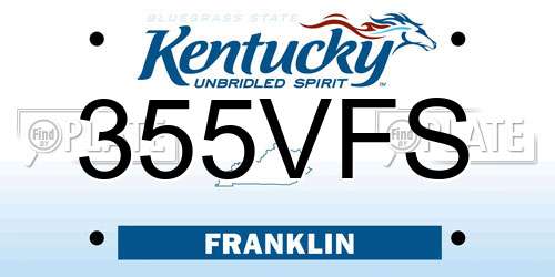 355VFS Kentucky License Plate