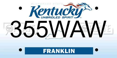 355WAW Kentucky License Plate