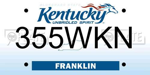 355WKN Kentucky License Plate