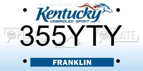 355YTY Kentucky License Plate