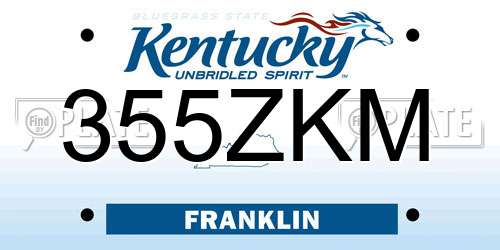 355ZKM Kentucky License Plate