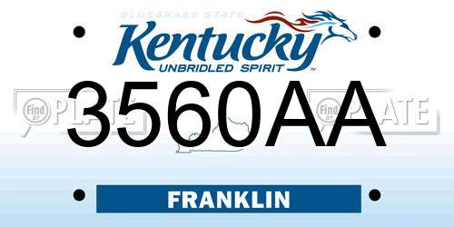 3560AA Kentucky License Plate