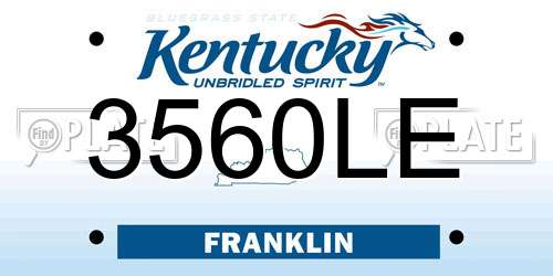 3560LE Kentucky License Plate