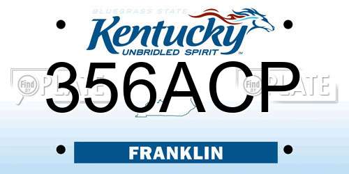 356ACP Kentucky License Plate