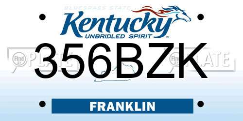 356BZK Kentucky License Plate