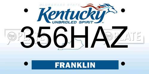 356HAZ Kentucky License Plate