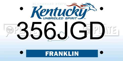 356JGD Kentucky License Plate