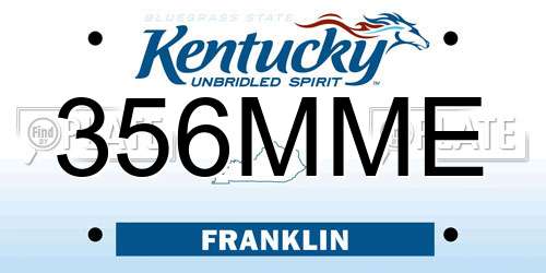 356MME Kentucky License Plate