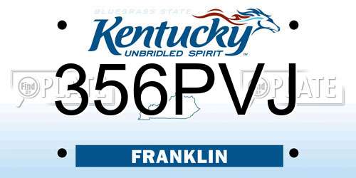 356PVJ Kentucky License Plate