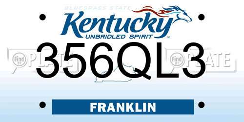 356QL3 Kentucky License Plate