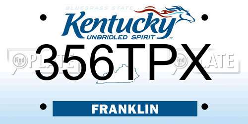 356TPX Kentucky License Plate
