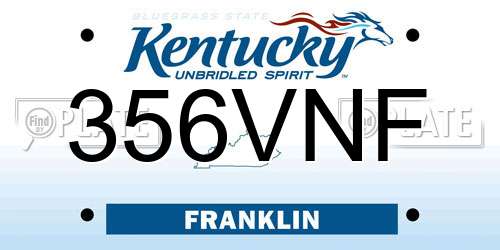 356VNF Kentucky License Plate