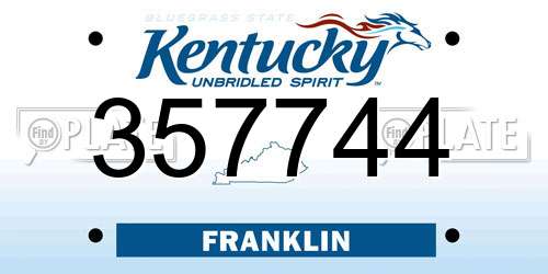 357744 Kentucky License Plate