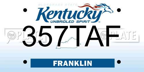 357TAF Kentucky License Plate