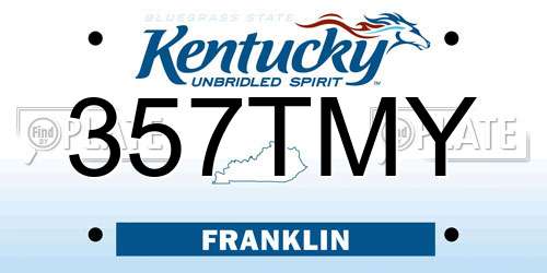 357TMY Kentucky License Plate