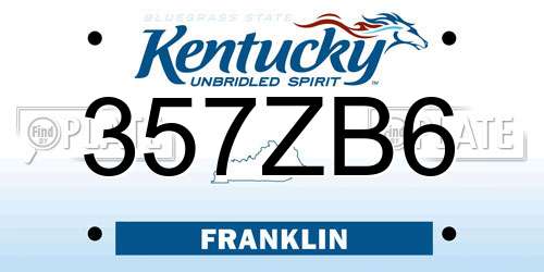 357ZB6 Kentucky License Plate