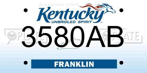 3580AB Kentucky License Plate