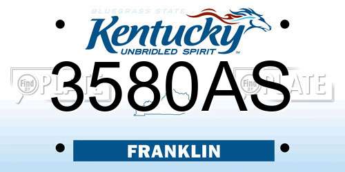 3580AS Kentucky License Plate