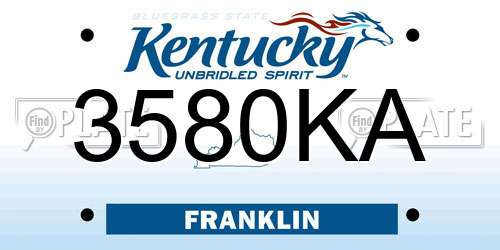 3580KA Kentucky License Plate