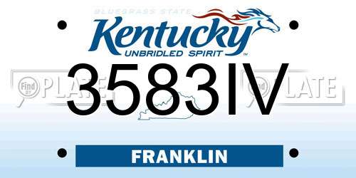 3583IV Kentucky License Plate