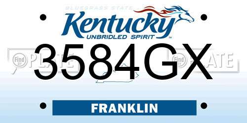 3584GX Kentucky License Plate