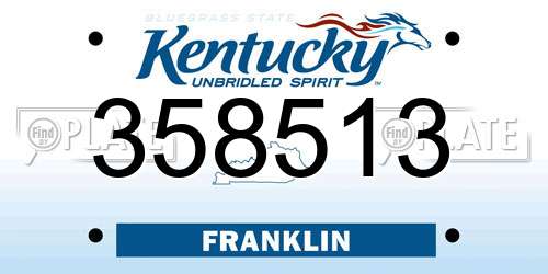 358513 Kentucky License Plate