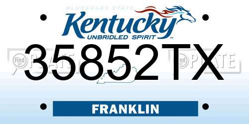 35852TX Kentucky License Plate