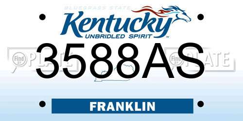 3588AS Kentucky License Plate