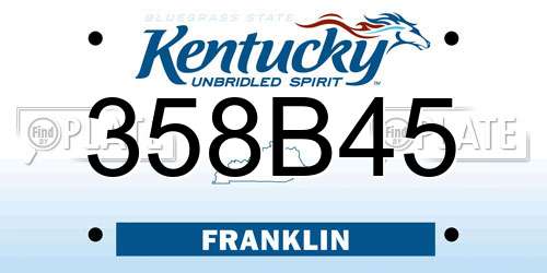 358B45 Kentucky License Plate