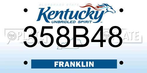 358B48 Kentucky License Plate