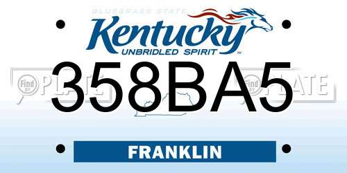 358BA5 Kentucky License Plate