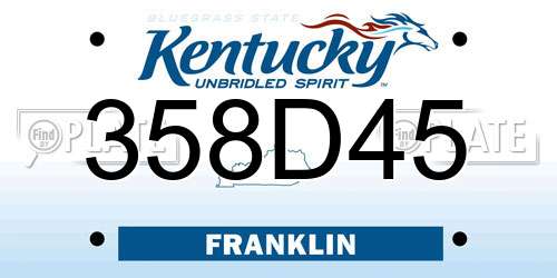 358D45 Kentucky License Plate