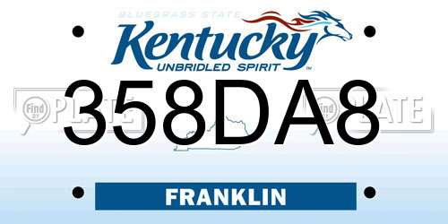 358DA8 Kentucky License Plate