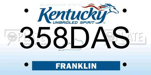 358DAS Kentucky License Plate