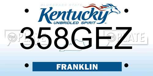358GEZ Kentucky License Plate