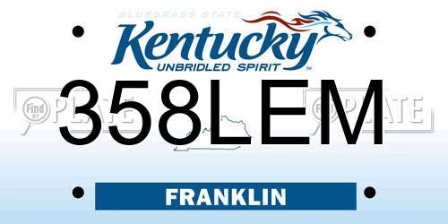 358LEM Kentucky License Plate