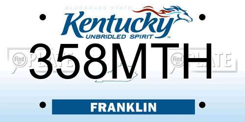 358MTH Kentucky License Plate