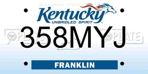 358MYJ Kentucky License Plate